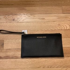 Michael Kors Black Leather Wristlet